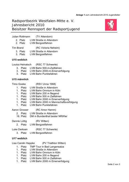 protokoll - Radsportbezirk Westfalen-Mitte e.V.