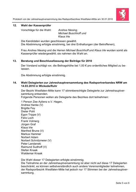 protokoll - Radsportbezirk Westfalen-Mitte e.V.