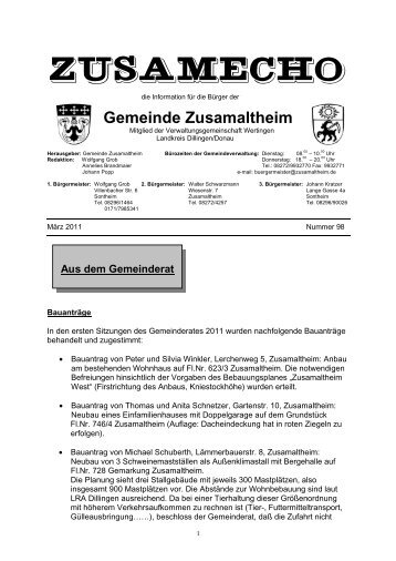 Gemeinde Zusamaltheim - web121 @ hosting.bndlg.de