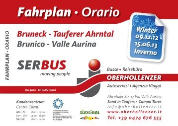 Fahrplan · Orario - Oberhollenzer