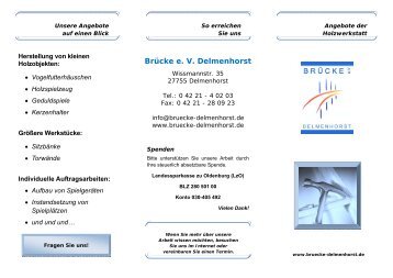 Flyer "Angebote der Holzwerkstatt" - Brücke e. V. Delmenhorst