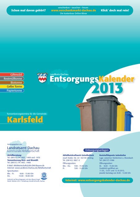 Karlsfeld - Entsorgungskalender Landkreis Dachau