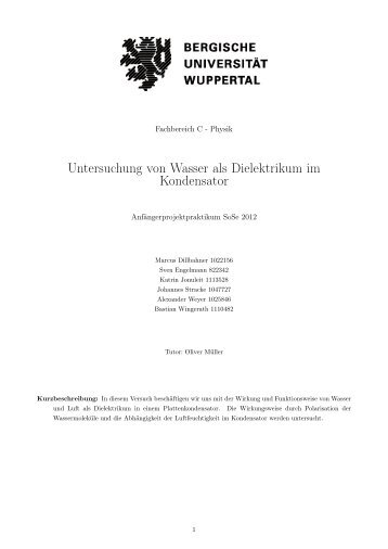 Untersuchung von Wasser als Dielektrikum im Kondensator