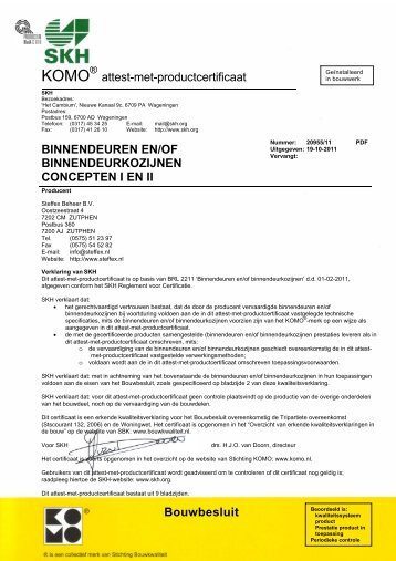 binnendeuren en/of binnendeurkozijnen ... - Bruynzeel Deuren