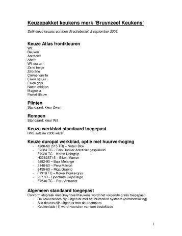 Keuzepakket keukens merk 'Bruynzeel Keukens' - Vidomes