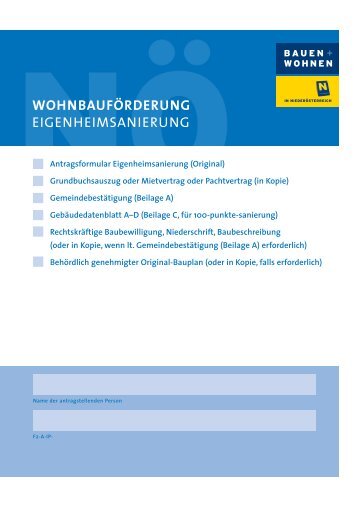 WOHNBAUFÖRDERUNG EIGENHEIMSANIERUNG