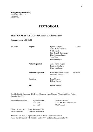 PROTOKOLL - Bydel Frogner