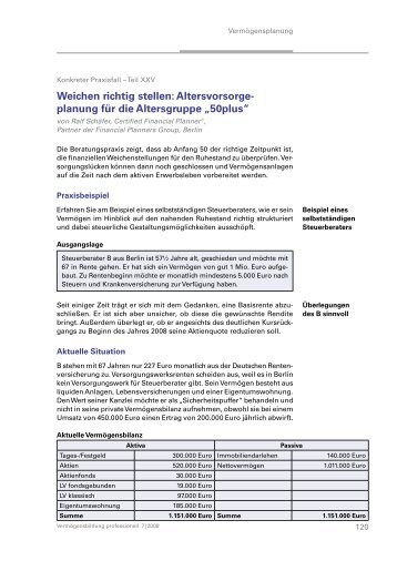 Weichen richtig stellen - Financial Planners Group