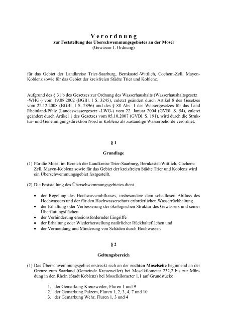 Rechtsverordnung - Struktur- und Genehmigungsdirektion Nord