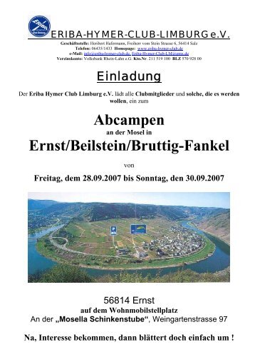 Abcampen Ernst/Beilstein/Bruttig-Fankel - Eriba-Hymer-Club ...