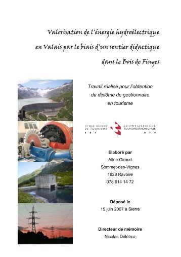 Valorisation de l'énergie hydroélectrique en Valais par - tourisme ...