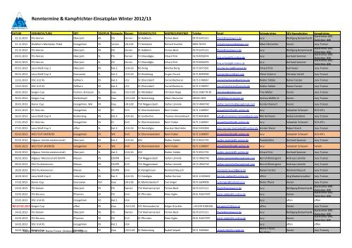 ASV-Rennkalender & Kampfrichter-Einsatzplan 2012/13