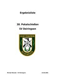 Ergebnisliste 38. Pokalschießen SV Deiringsen