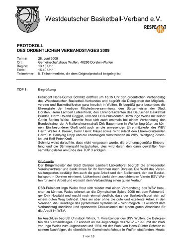 Protokoll Verbandstag 28.06.2009 - Wbv