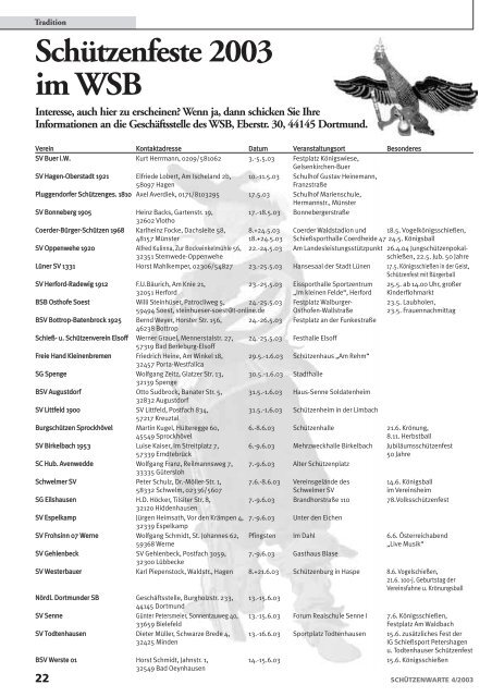 das offizielle mitteilungsorgan des - Schützenwarte - WSB