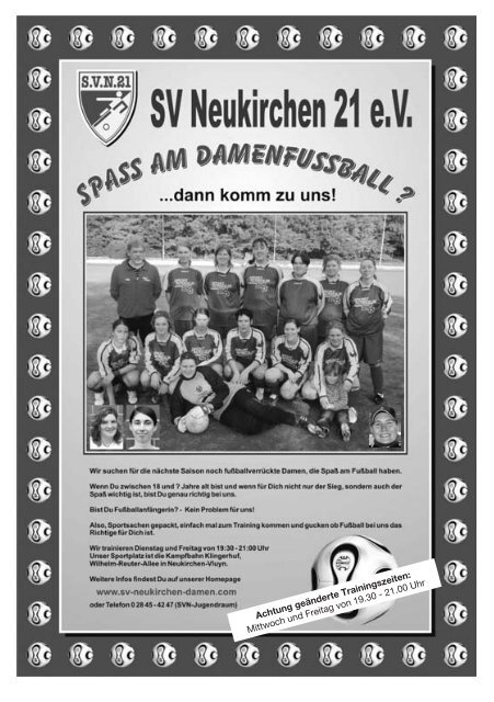 Neue Öffnungszeiten - SV Neukirchen - SV Neukirchen 21 e.V.