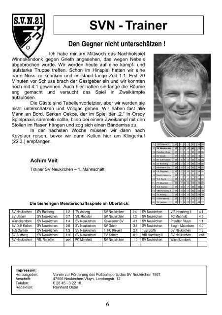 Neue Öffnungszeiten - SV Neukirchen - SV Neukirchen 21 e.V.