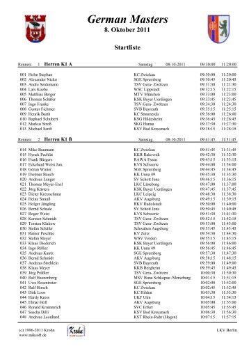 German Masters 8. Oktober 2011 Startliste - Landes-Kanu-Verband ...