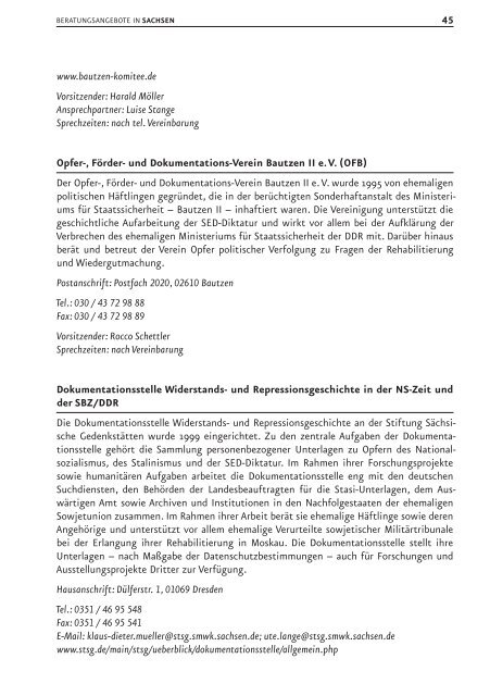 ÜBERSICHT ÜBER BERATUNGSANGEBOTE - Bundesstiftung zur ...