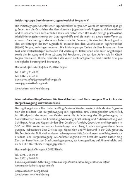ÜBERSICHT ÜBER BERATUNGSANGEBOTE - Bundesstiftung zur ...