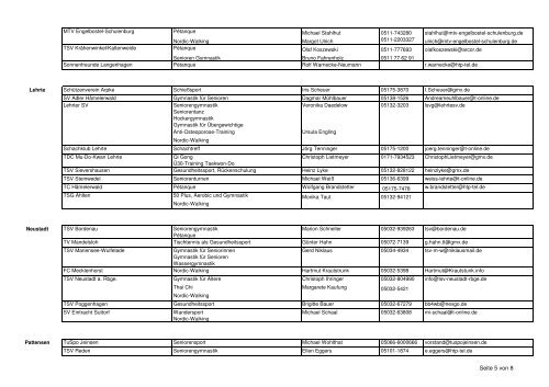 Seniorensportangebote der Vereine im Regionssportbund - beim ...