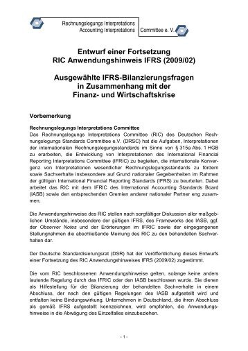 Entwurf einer Fortsetzung RIC Anwendungshinweis IFRS ... - DRSC