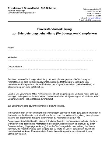 Einverständniserklärung zur ... - Praxis Dr Schirren