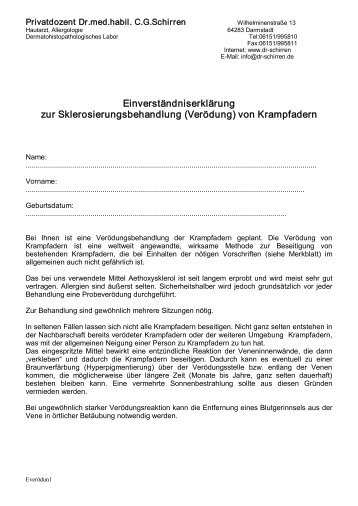 Einverständniserklärung zur ... - Praxis Dr Schirren