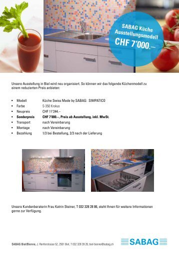 SABAG Küche Ausstellungsmodell CHF 7'000