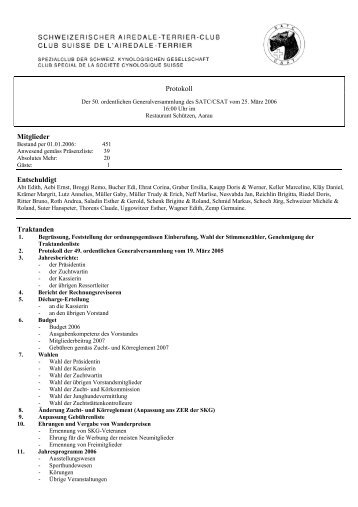 Protokoll der GV 2006 (PDF) - Airedale Terrier Club