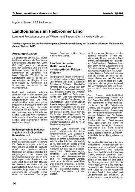 Landtourismus im Heilbronner Land - Infodienst Landwirtschaft ...