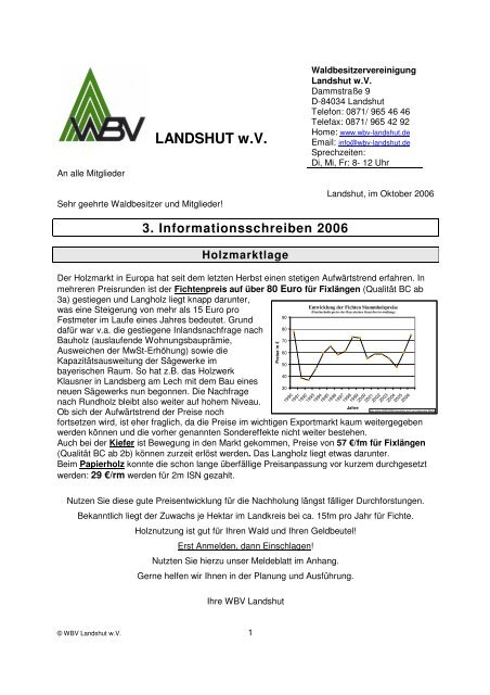 Vertrag über Holzverkauf auf dem Stock - WBV Landshut wV