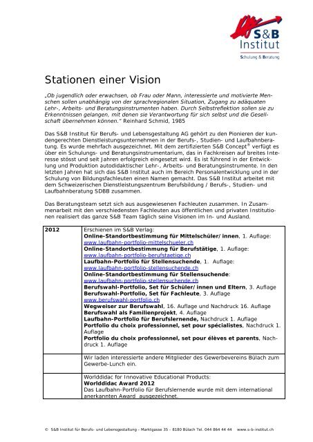 finden sie hier - S&B Institut für Berufs