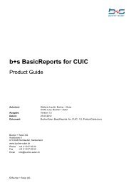 b+s BasicReports for CUIC - Bucher + Suter