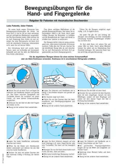 Bewegungsübungen für die Hand- und Fingergelenke