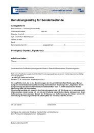 Benutzungsantrag für Sonderbestände - Bibliothek