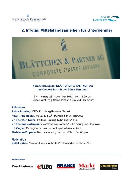 2. Infotag Mittelstandsanleihen für Unternehmer - Blättchen ...