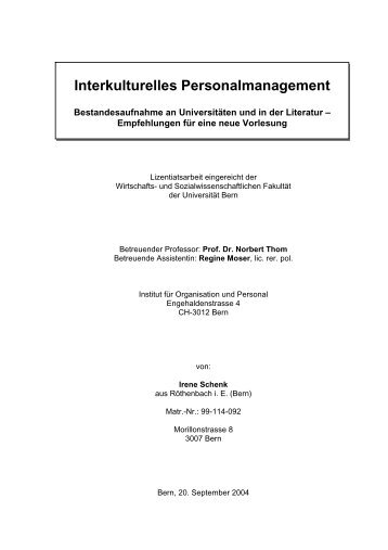 Interkulturelles Personalmanagement - Institut für Organisation und ...