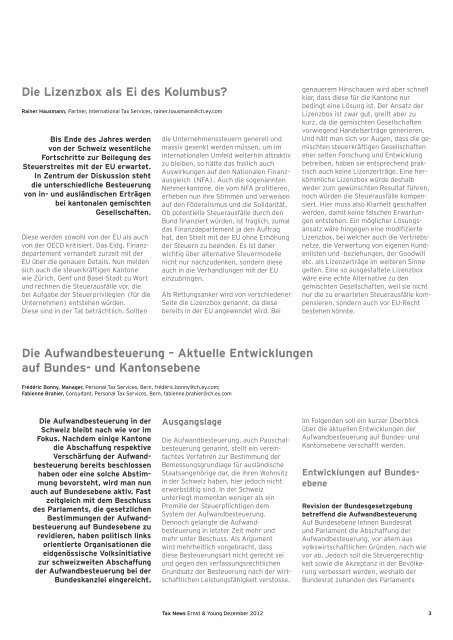 Tax News – Dezember 2012 - Home - Ernst & Young - Schweiz