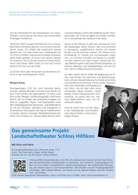 zekazin 1/2012 - zeka, Zentren körperbehinderte Aargau