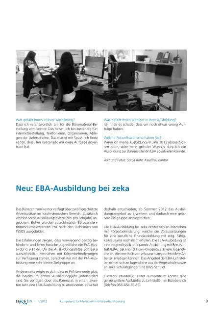 zekazin 1/2012 - zeka, Zentren körperbehinderte Aargau