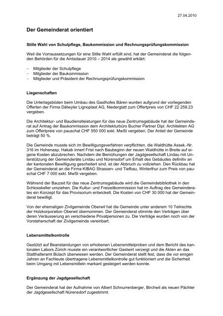 Verhandlungsbericht 4 - Gemeinde Nuerensdorf