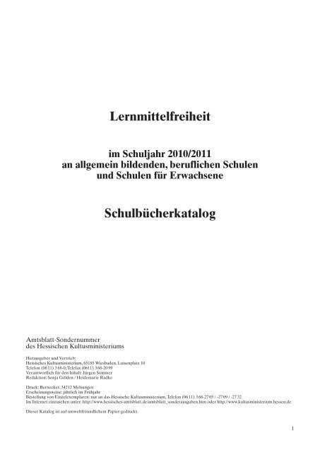 Lernmittelfreiheit Schulbücherkatalog - Amtsblatt des hessischen ...