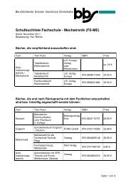 Schulbuchliste Fachschule - Mechatronik (FS-ME)