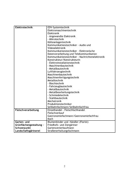 1 Liste der Lehrberufe, die für das Modell „Land-Wirtschaft“ in Frage ...