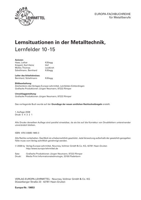 Lernsituationen in der Metalltechnik, Lernfelder 10 -15 - fs fachbuch
