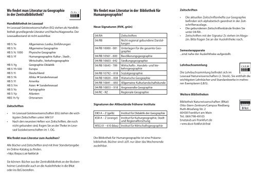 Wie finde ich Literatur zum Fach Human-Geographie?