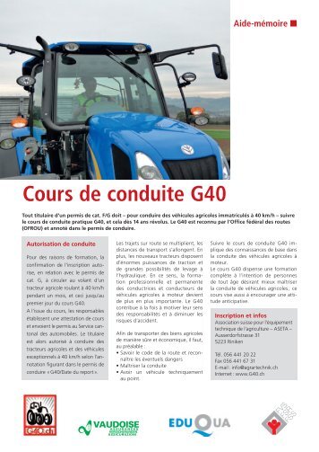 Cours de conduite G40 - Fahrkurse.ch