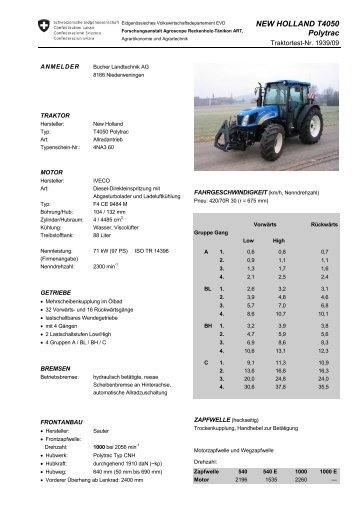 NEW HOLLAND T4050 Polytrac - Agroscope