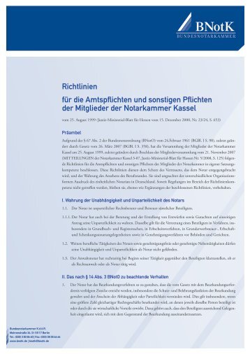 Richtlinien Notarkammer Kassel - Bundesnotarkammer